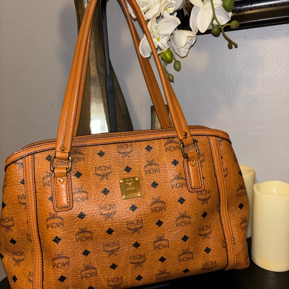 MCM Visetos Zip-Top Shoulder Bag.